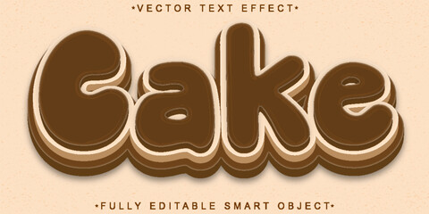 Brown Cake Dessert Vector Fully Editable Smart Object Text Effect