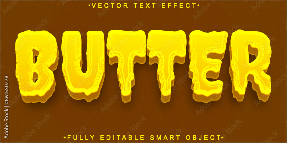 Poster organic melting butter vector fully editable smart object text effect