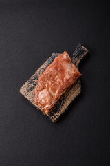 Raw pork or beef ribs in honey sauce with salt, spices