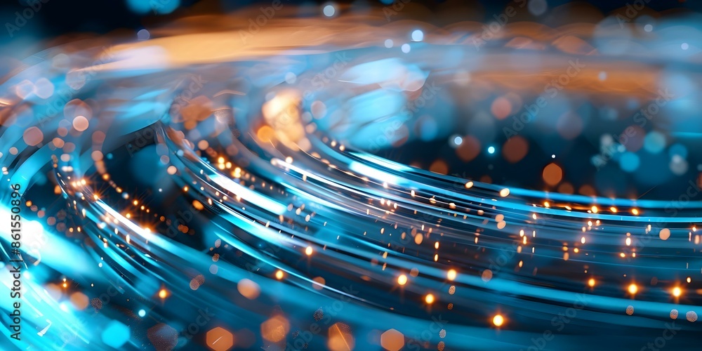 Aufkleber close-up photo of shiny fiber optics pattern symbolizing technology and data transfer. concept techn