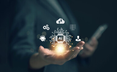 chat with AI. Artificial intelligence. The concept of accessing imagination by feeding commands to...