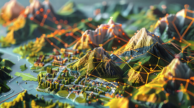 Creative AI Digital Art Illustration Of A Global Network Map