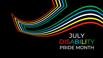 Disability Pride Month. July. contributions of people with disabilities. Awareness month. Vector banner, poster, flyer, cover, card, website, brochure, header. vector illustration