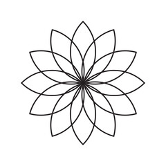 Flower shape line flat icon.
