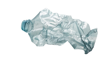 Obraz premium Crumpled plastic bottle, transparent background PNG