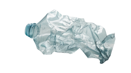 Crumpled plastic bottle, transparent background PNG