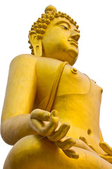 Thai golden buddha statue Isolated on white