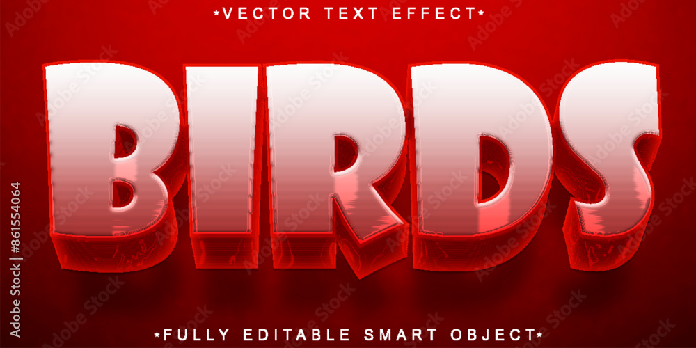 Aufkleber red cartoon birds vector fully editable smart object text effect