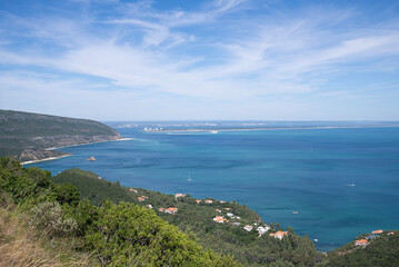 Landscape drone photography of arrabida atlantic ocean portugal