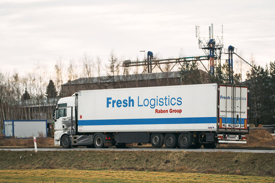 14.06.2024 Europe, Poland. Fresh Logistics truck on the road during daytime