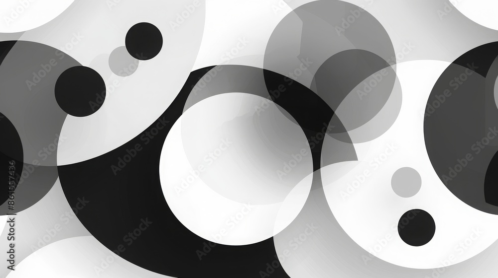 Aufkleber abstract background with overlapping black and white circles. modern and minimalist design for websi