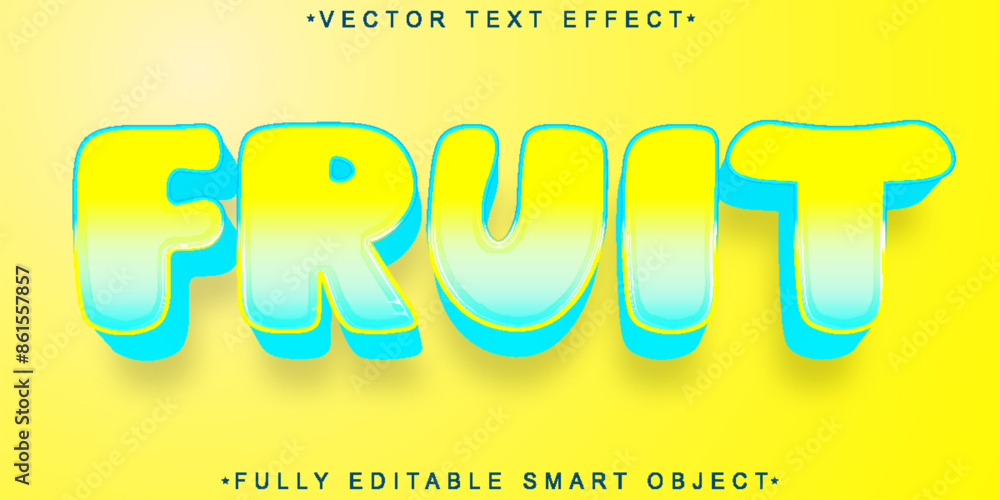 Wall mural cartoon colorful summer fruit vector fully editable smart object text effect - Wall murals