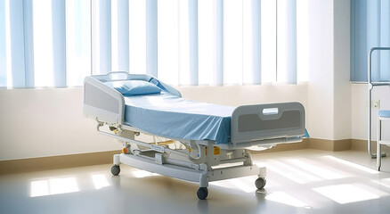 Modern Hospital Ward with Empty Bed - Ready for Patient Care