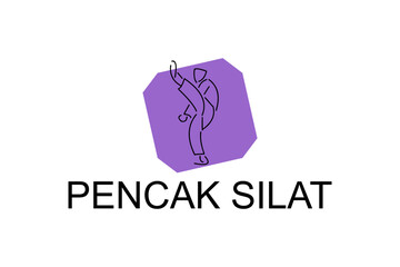 pencak silat sport vector line icon. sportsman, fighting stance. sport pictogram illustration.