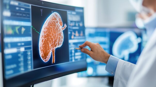 Doctor reviewing liver function test results with a patient