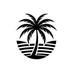 palm tree icon on black background