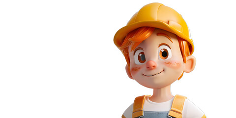 [Transparent Background PNG]3D illustration of a construction worker