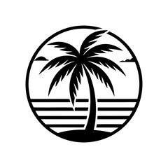 palm tree icon on black background