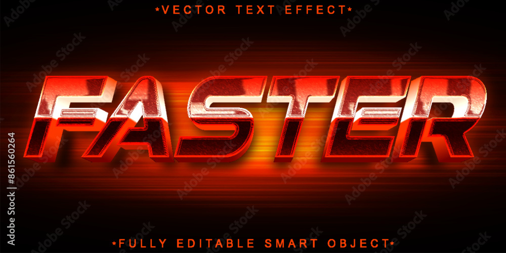 Poster red faster vector fully editable smart object text effect