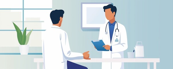 Doctor reviewing colonoscopy results with a patient