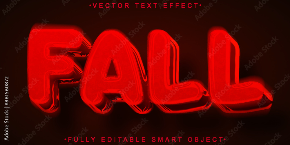 Poster red shake fall vector fully editable smart object text effect