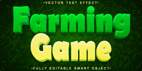 Cartoon Farming Came Vector Fully Editable Smart Object Text Effect