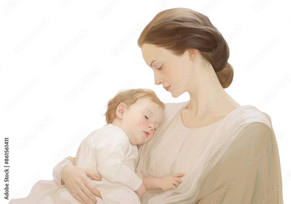 Wall mural png illustration of mother portrait newborn adult.