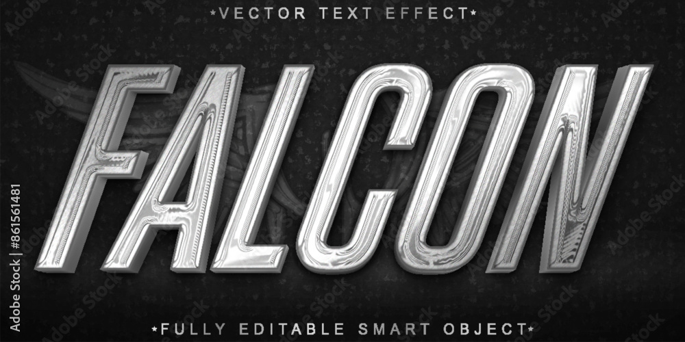 Poster Silver Falcon Vector Fully Editable Smart Object Text Effect