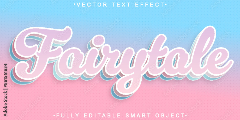 Poster cute flower fairytale vector fully editable smart object text effect