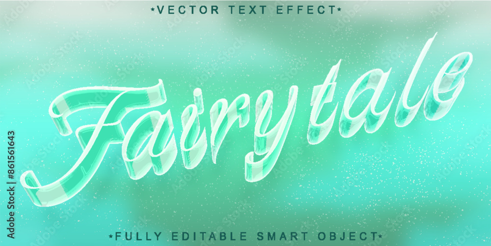 Poster turquoise fairytale vector fully editable smart object text effect