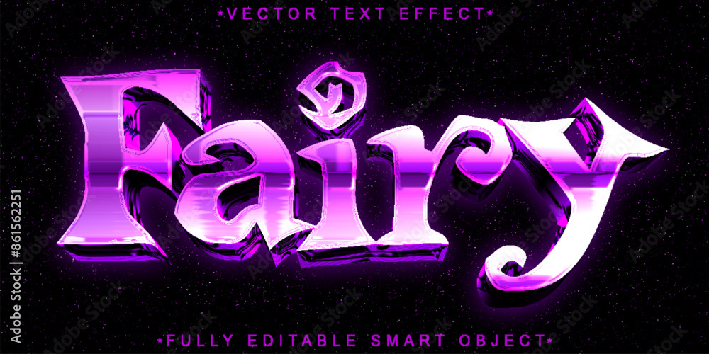 Poster purple shiny fairy vector fully editable smart object text effect