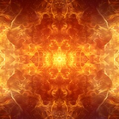 Mesmerizing Abstract Fire Kaleidoscope Pattern with Vibrant Colors and Dynamic Swirls
