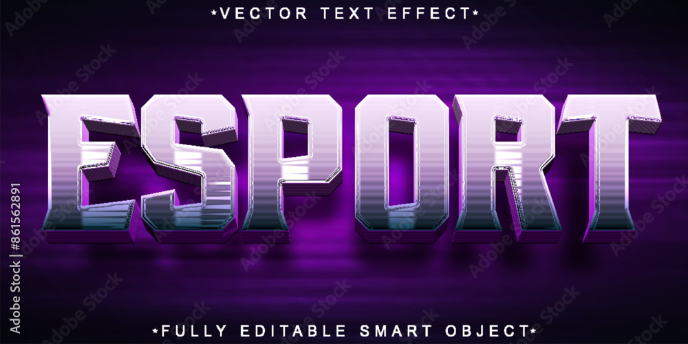Poster purple esport vector fully editable smart object text effect