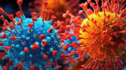 Enlarged View of a Virus Cell - Microscopic Detail