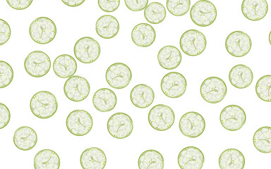 illustration of a bunch of lime slices without a background