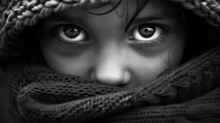 The faint glimmer in the eyes of a child full of wonder and curiosity. Black and white art