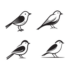 Fototapeta premium Minimal birds black icon, illustration, vector on white background