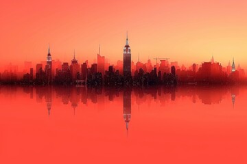 minimalist wallpaper, minimalistic city skyline, modern and sleek atmosphere