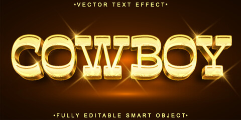 Shiny Golden Cowboy Vector Fully Editable Smart Object Text Effect