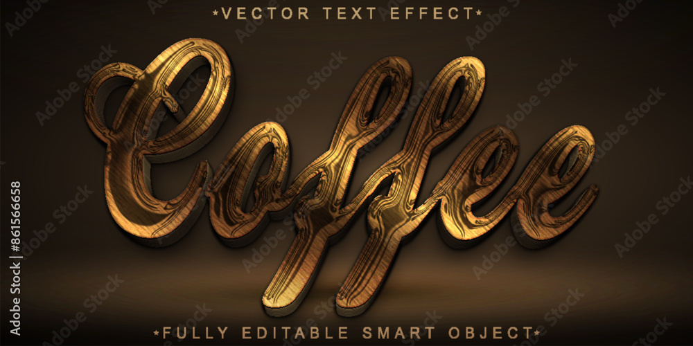 Aufkleber brown coffee vector fully editable smart object text effect
