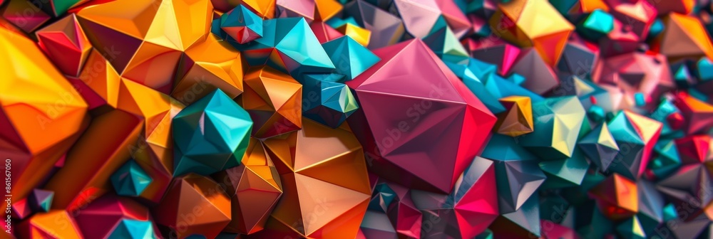 Poster A symphony of vibrant polyhedra each one adding its own distinct element to the overall composition.