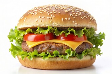 Classic hamburger stock photo, isolated in white