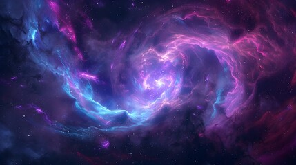 Mesmerizing Cosmic Nebula Swirling with Azure and Violet Hues in a Retro Futuristic Sci Fi
