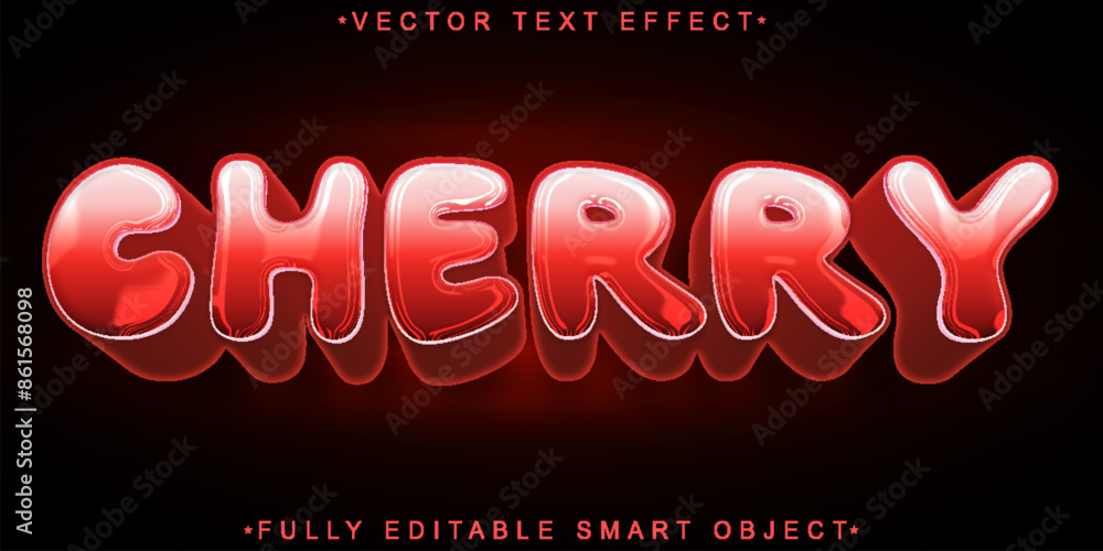 Poster red cherry cartoon vector fully editable smart object text effect