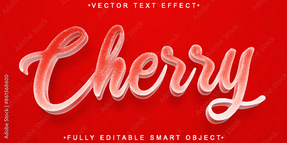 Poster red cherry vector fully editable smart object text effect