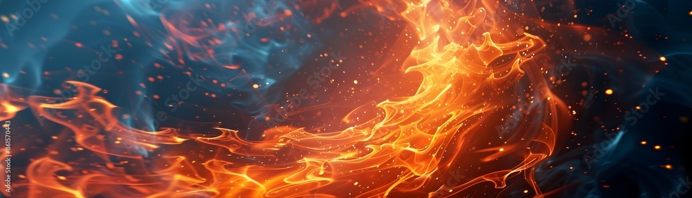Poster Captivating Fiery Spiral Abstract Flame Background with Dynamic Energy and Glow