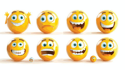 Fototapeta premium Cartoon yellow 3d smiley face character creation 