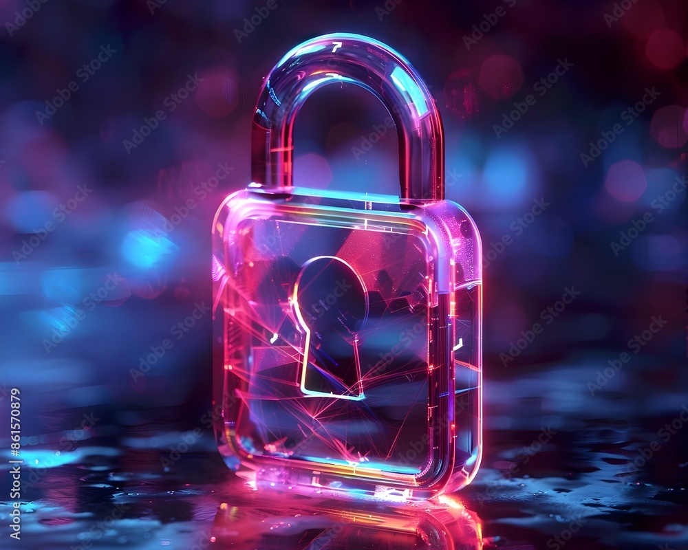 Aufkleber futuristic padlock icon with holographic elements high tech and sleek padlock concept for secure dig