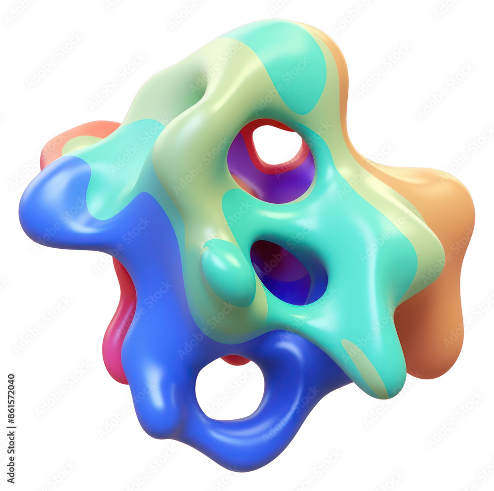 Poster png 3d render of abstract fluid shape represent of basic shape confectionery balloon sweets.