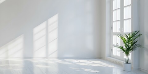 Fototapeta premium The effect of windows on creating openness and lightness in a room. Concept Natural Light, Room Ambiance, Interior Design